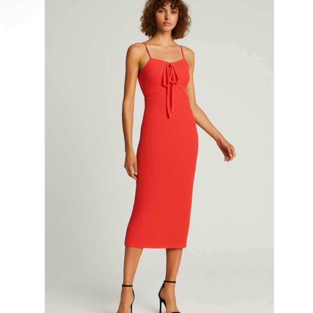 House of Harlow 1960 orange Crochet Knit Bodycon Midi Dress